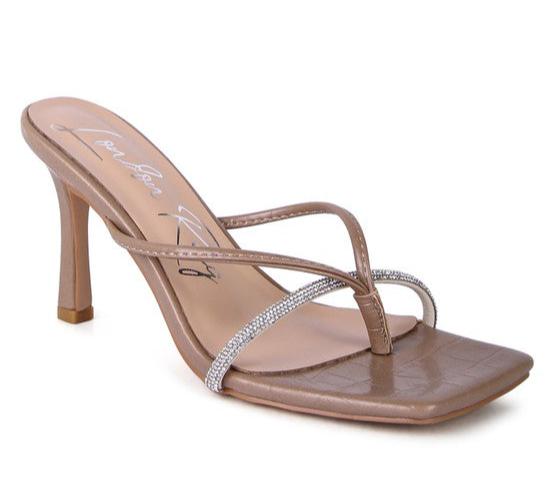 FETISH CROC RHINESTONE SLIDER SANDALS